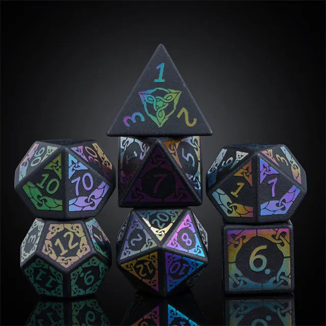 Colorful Obsidian gemstone dice