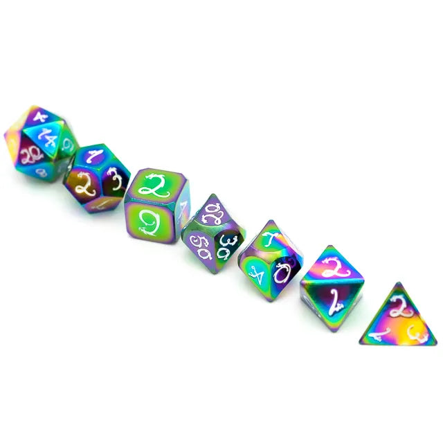 Rainbow Metal dice set