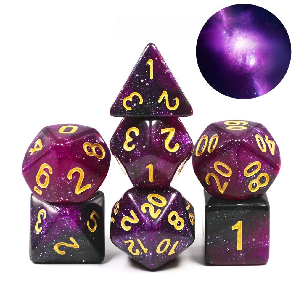 Polydice set Galaxy paars zwart