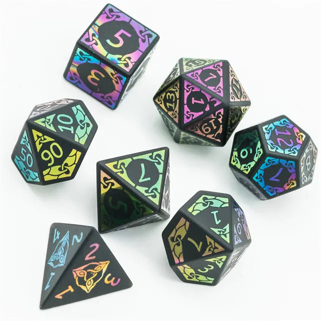 Colorful Obsidian gemstone dice