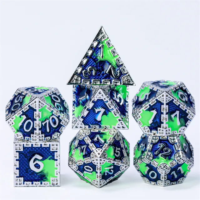 Metal dice set Green blue