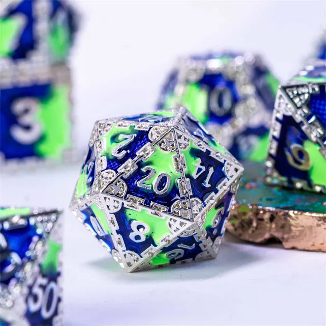 Metal dice set Green blue