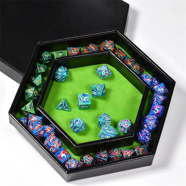 Luxe dice tray met opberg rand 6 hoeken