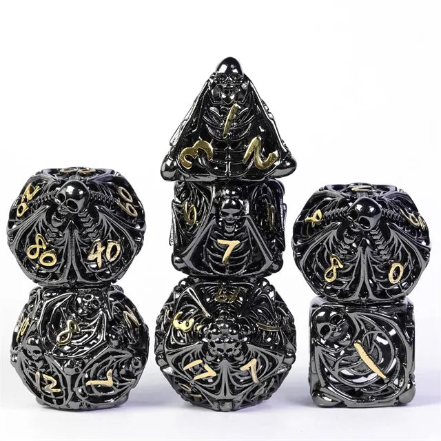 Hollow human bone metal dice set