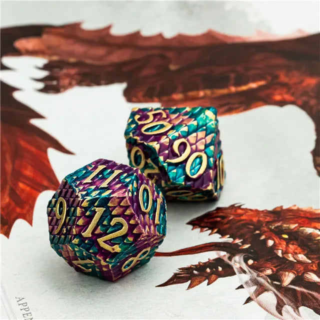 Metal dice(Dragon Scale) available in 7 colors