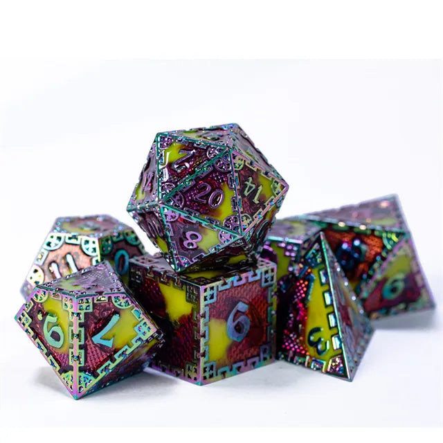 Metal dice set Red yellow