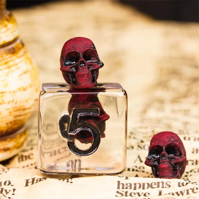 Skull head dice set Rood