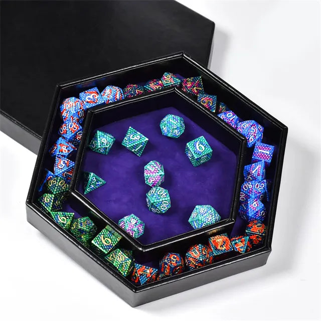 Luxe dice tray met opberg rand 6 hoeken