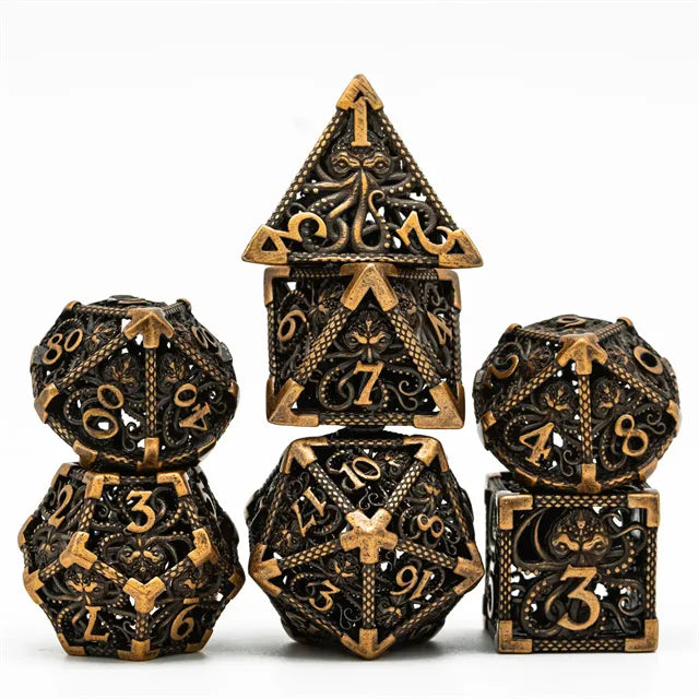 Hollow Octopus metal dice set