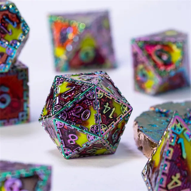 Metal dice set Red yellow