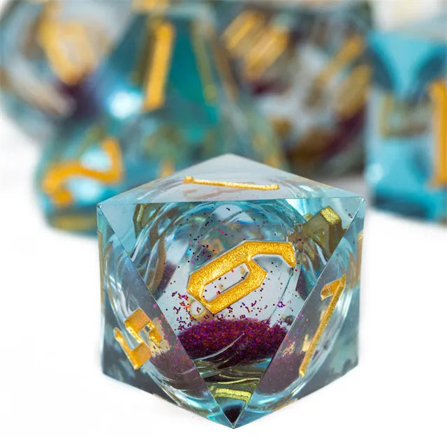 Liquid core Sharp edge dice Blauw met Paars oranje core