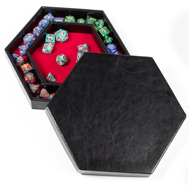 Luxe dice tray met opberg rand 6 hoeken