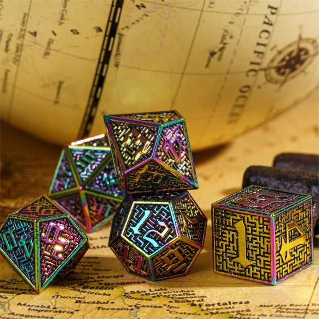 Metal dice set Rainbow Maze dice