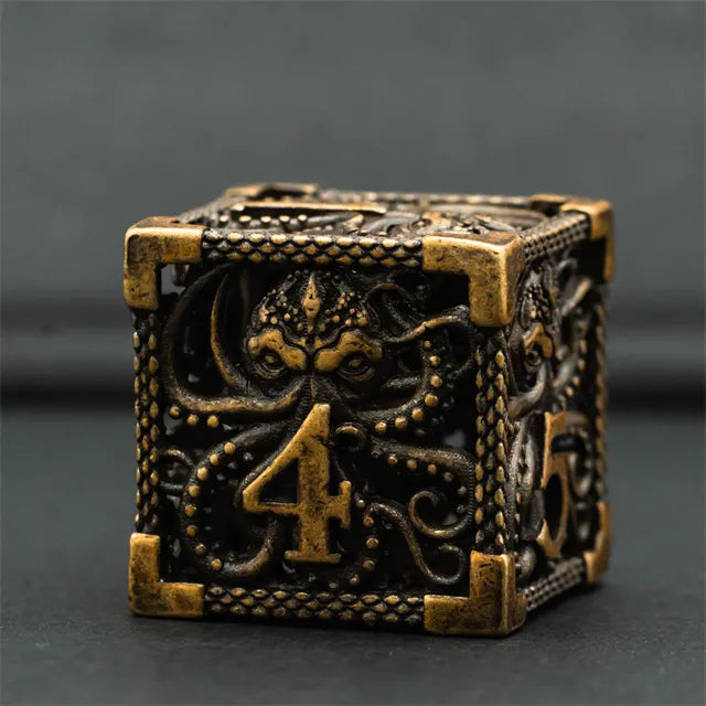 Hollow Octopus metal dice set