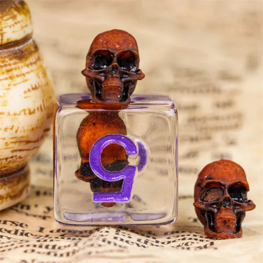 Skull head dice set Oranje