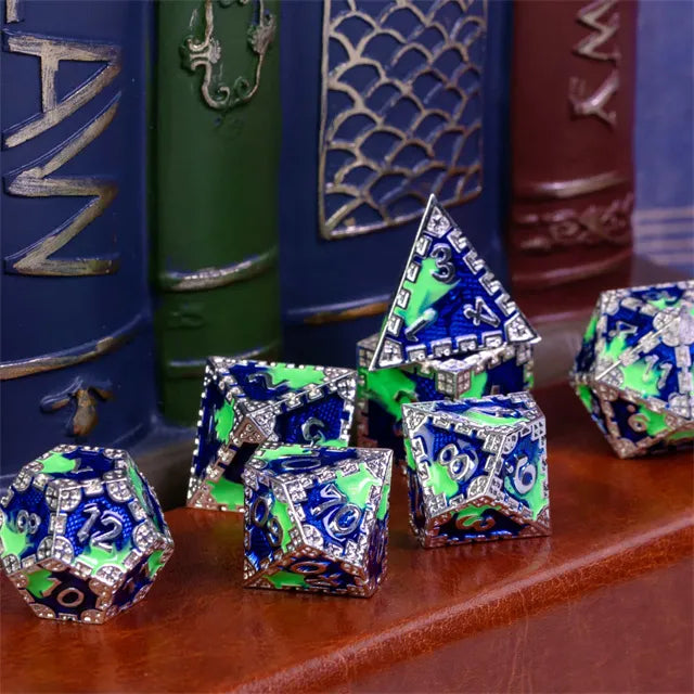 Metal dice set Green blue