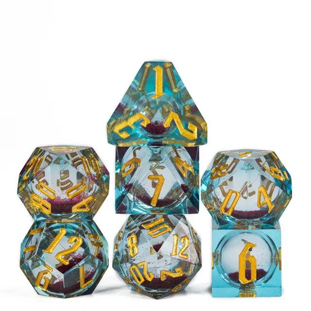 Liquid core Sharp edge dice Blauw met Paars oranje core