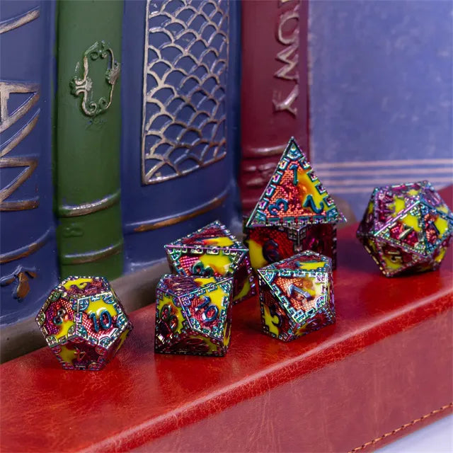 Metal dice set Red yellow