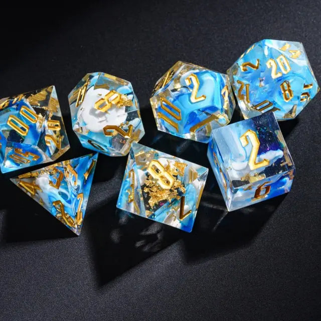 Sharp edge dice Blauw wit doorzichtig