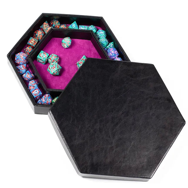 Luxe dice tray met opberg rand 6 hoeken